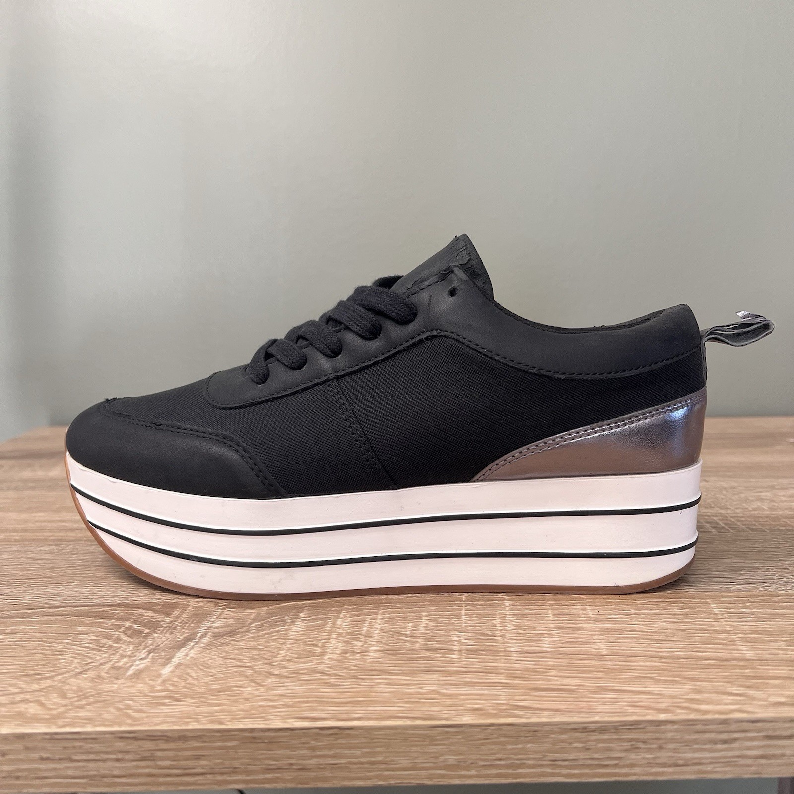 ZARA Basic Collection Black Platform Sneakers Wom… - image 1