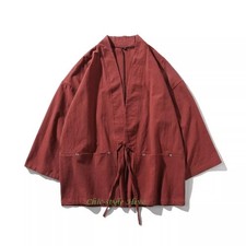 Men's Retro Japanese Coats Kimono Top Loose Yukata Cardigan Outwear Retro Jacket