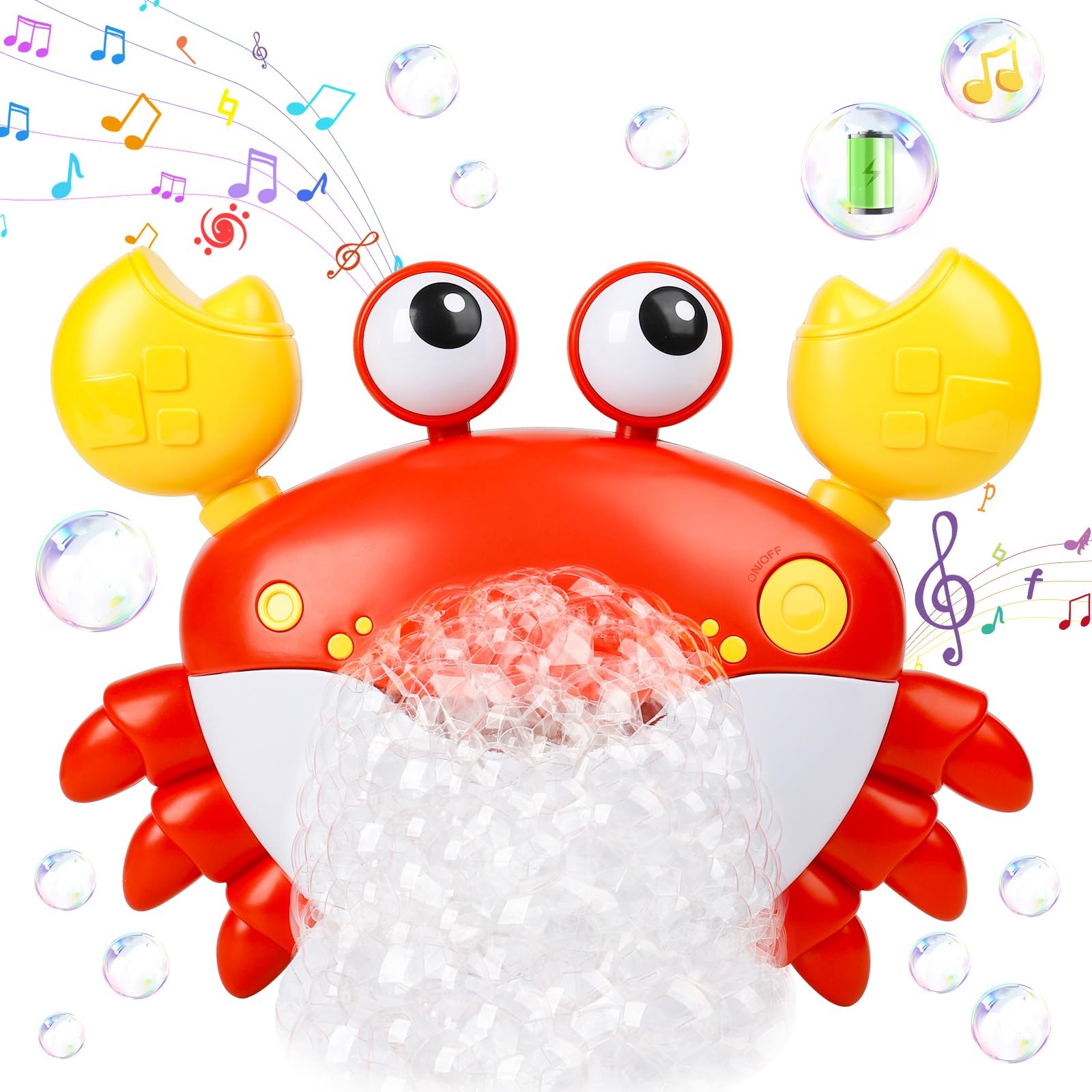 Baby Bath Toys Rechargeable Bath Bubble Machine with 12 Songs Automatic Crab