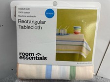Room Essentials Striped Cotton Tablecloth Rectangular 60 X 84 NWT Target M4