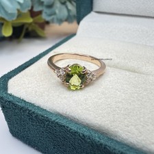 Peridot Ring, Cluster Ring, Silver Ring, August Birthstone, 925 Sterling Silver