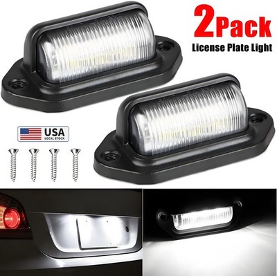 2Pcs LED License Plate Light Tag Lamps Assembly Replacement for Truck Trailer RV