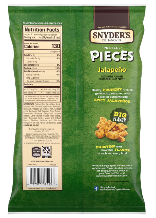 Snyders of Hanover Pretzel Pieces, Jalapeno, 11.25 oz