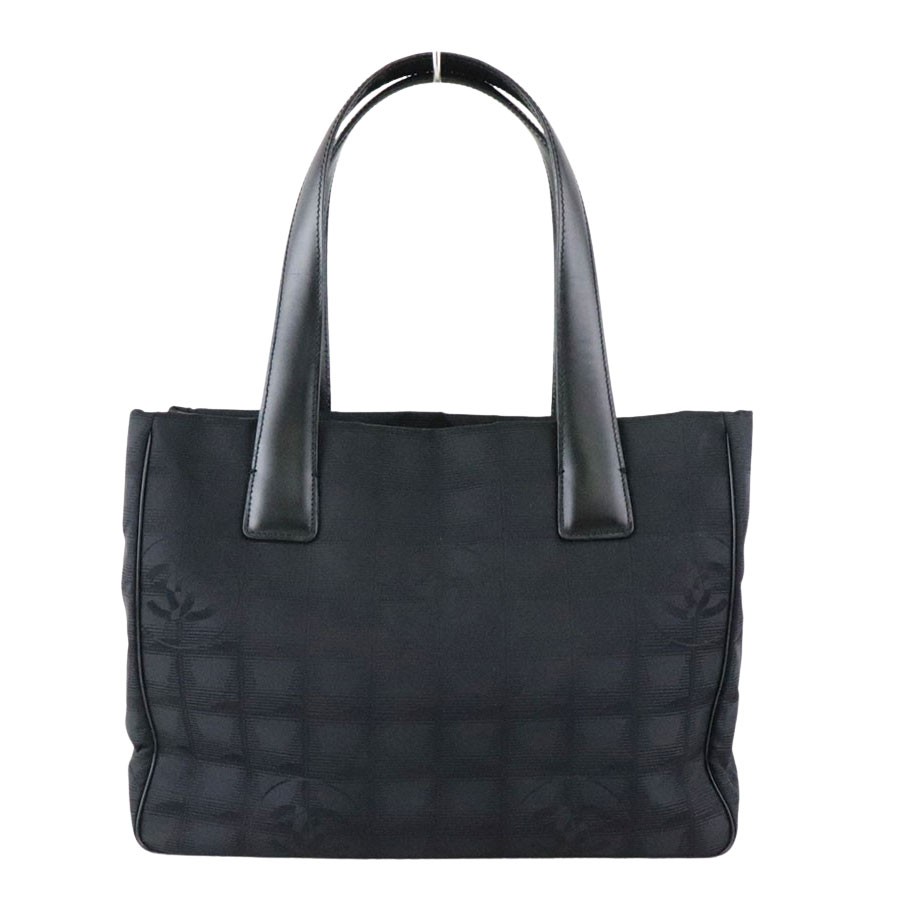 Chanel Travel Line PM A20457 Black Nylon Jacquard Leather Tote Bag Pre-Owned  