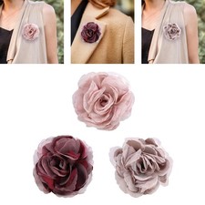 Silk Fabric Flower Brooch Clothing Accessories Corsage Large for Women Ladies