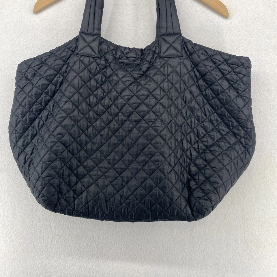 MZ WALLACE Metro Tote Quilted Nylon Leather Trims Travel Shoulder Bag Black - Image 2 of 4