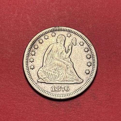 (1) Beautiful Antique 1876-CC Seated Liberty Quarter CHOICE VF-VERY FINE BETTER