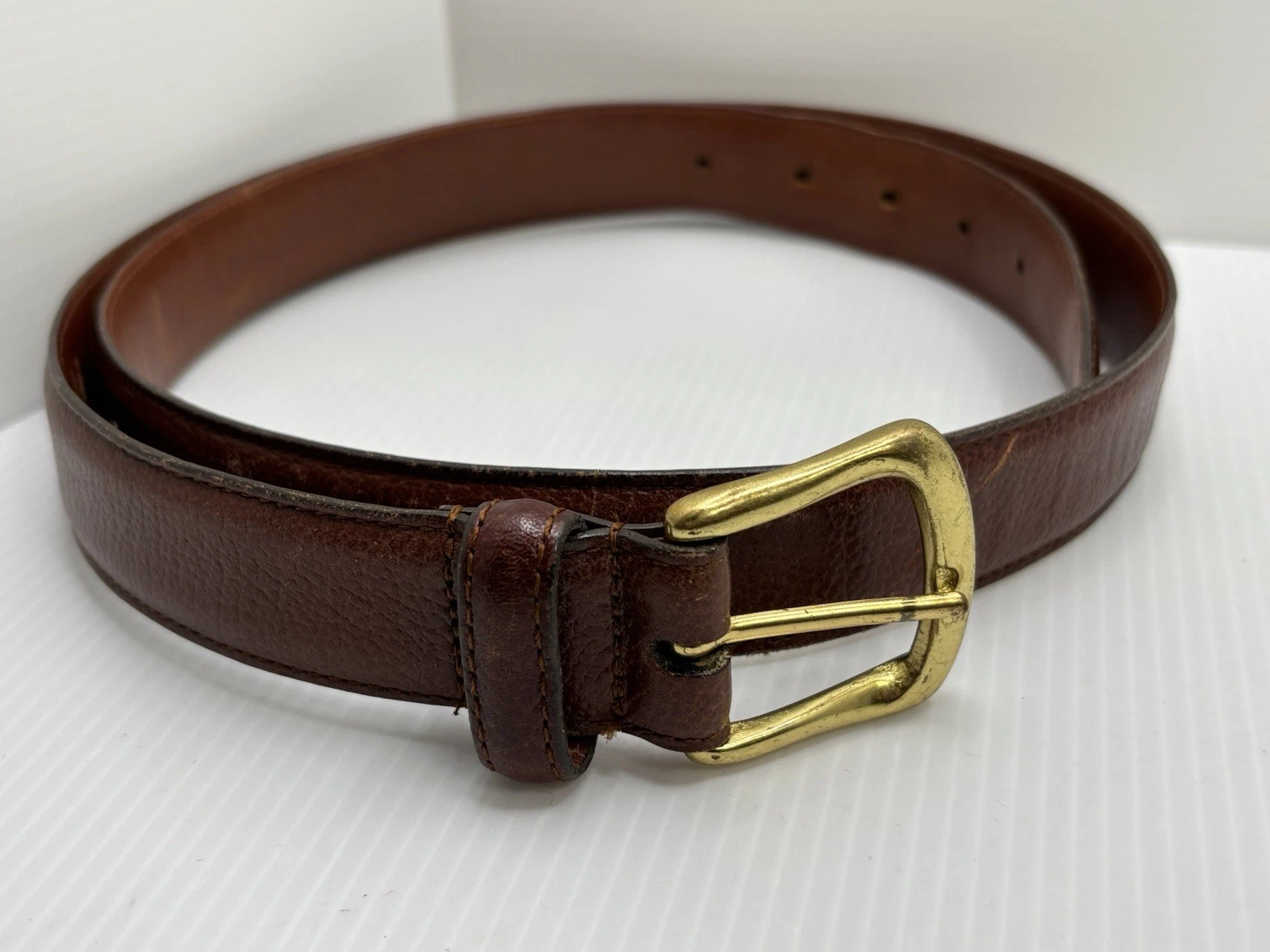 Coach Cintura Uomo Pelle Marrone 5952 Fibbia Oro Abito Accessorio Casual Tg 40