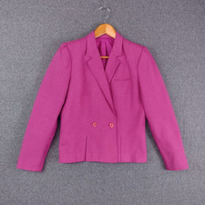 Vintage Suit 2 Piece Set Pink Double Breasted Blazer A Line Skirt Small
