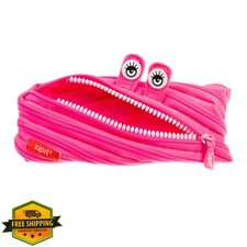 ZIPIT Monster Pencil Case Pink Zipper Pouch for Girls Teens