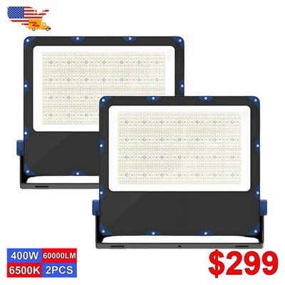 2 Pack 400W Super Bright Led Flood Lights 150LM/W IP65 For Farm Roof Mounting