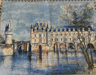 Vintage Woven Jacquard Tapestry of the Chateau de Chenonceau Made in France NWT