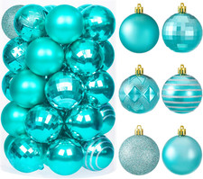 34 Pcs 2.36'' Christmas Ball Ornaments, Shatterproof Teal Christmas Ornaments fo
