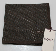 Roda NWT Wool/Silk/Polyamide Pocket Square In Brown w/ Blue  White Floral