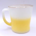 Vintage Anchor Hocking Fire King Mug White Yellow Ombre Gradient Fade Gold Rim