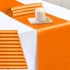 12 Pcs Orange Satin Table Runner 12 x 72 Inch Long Smooth Wedding Table Runne...
