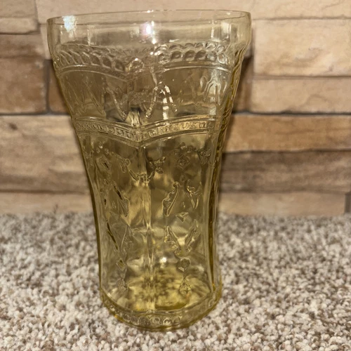 1 Patrician Spoke Amber Depression Glass 5 1/2"  14 Oz Tumblers  Exc Cond 1930's