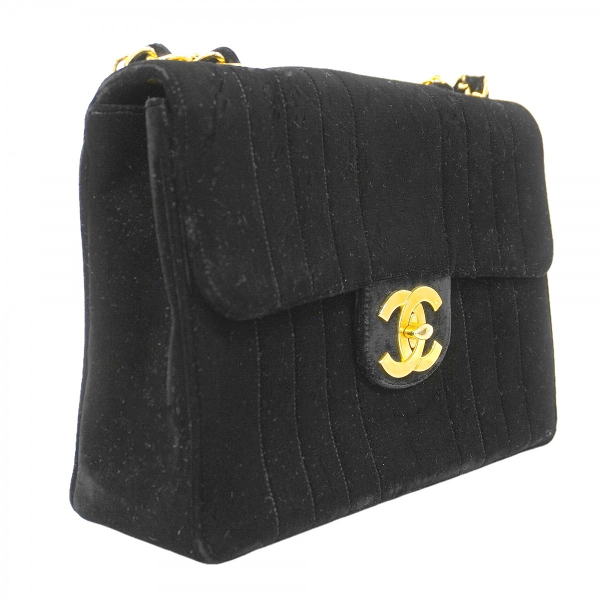 Auth [6ba1380-k] CHANEL Shoulder Bag Mademoiselle WChain Big Coco Velor Blac... thumbnail 2