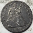 1860 50c Seated Liberty Half Dollar. Attractive Circulated Details, Cleaned