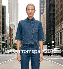 ZARA NEW WOMAN ZW COLLECTION CROPPED DENIM BLAZER JACKET BLUE XS-L 4001/058/407