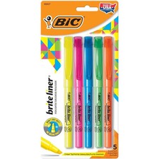 Brite Liner Highlighters, Chisel Tip,5-Count Pack of Highlighters Assorted Color