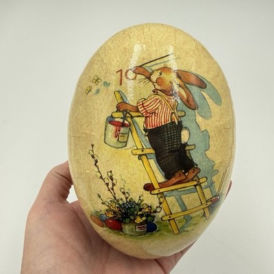 Nestler German 6'' Paper Mache Easter Egg Bunny Rabbit Painting Ladder Germany