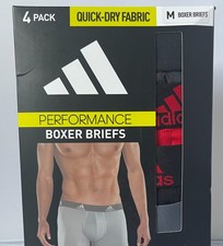 Adidas Men  s Performance Boxer Briefs Quick-Dry Fabric 4 Pack Size MEDIUM NWT