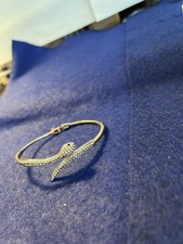 Women 6 1/2 Snake Cubic Iconic Bangle Bracelet Gold Plated