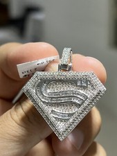 Custom 2.13ct Diamond Baguette Superman Pendant