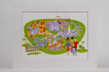 Disney Shag Josh Agle Disneyland Map 50th Anniversary Matted Print 11x14 2005