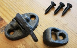 (1) Set of Rustic Cast-Iron Bermuda Shutter Fastener & Catch with Bronze Finish