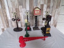 Vintage Marx railroad crossing signs lot