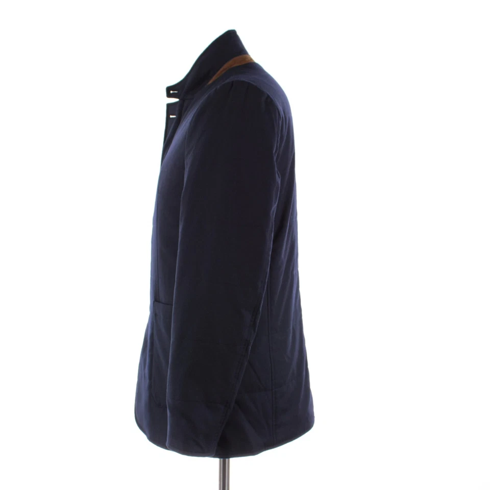 Abrigo de coche de lana Zanella nuevo con etiquetas Vitale Barberis Canonico con gamuza talla M EE. UU. en azul marino Foto 4 de 4