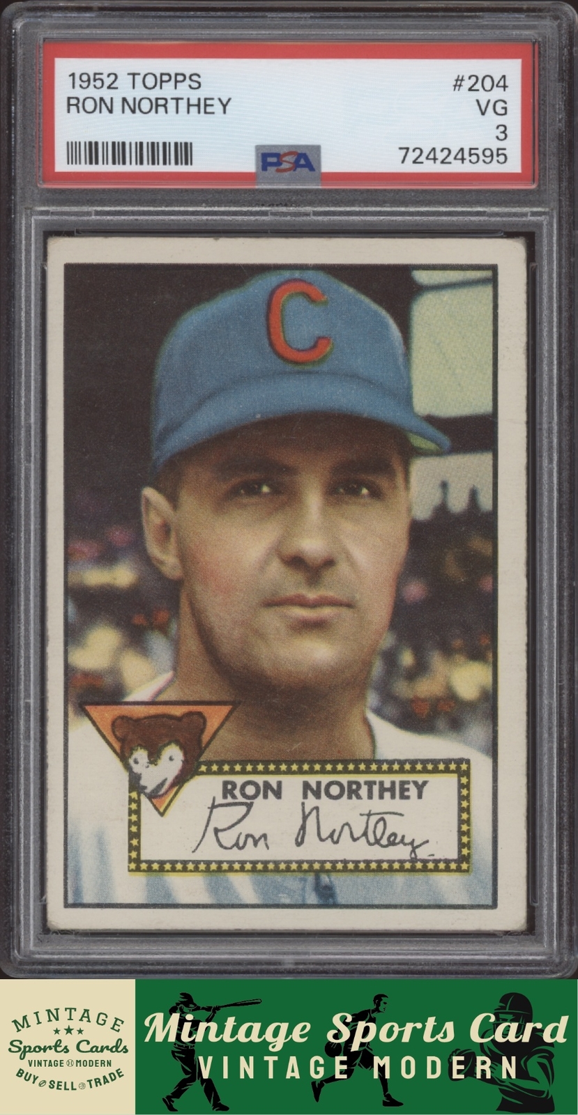 1952 Topps - Ron Northey - #204 Chicago Cubs PSA 3