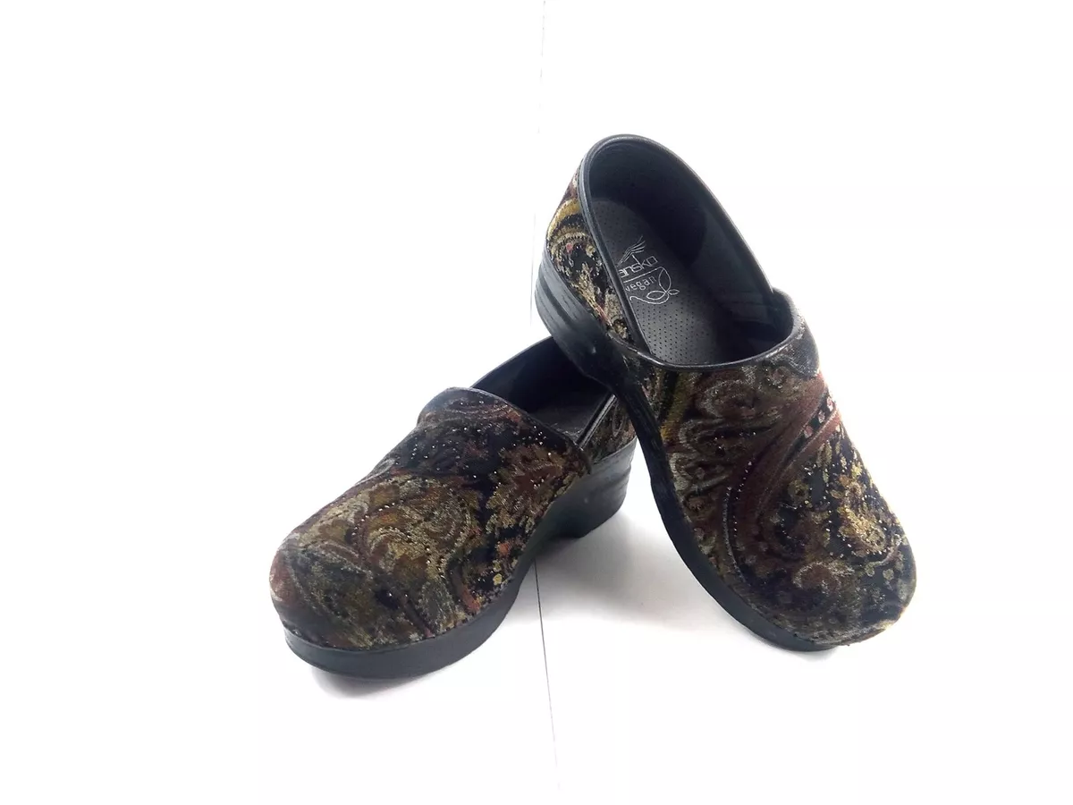 Dansko Vegan Womens Sz 37 / 6.5-7 Paisley Tapestry Suede/Velvet