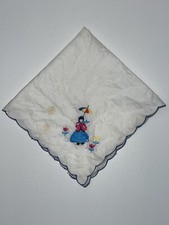 Vintage Handkerchief Blue Scallop Edge Walking In Tulips Proper Lady Parasol