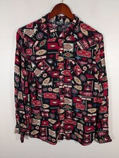 Wrangler Retro Shirt Women Large Aztec Print Pearl Snap Western Shirt Multicolor