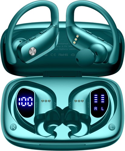 BMANI T16 True Wireless Earbuds, 5.0 HiFi Dual LED Display, Green - Afbeelding 1 van 6