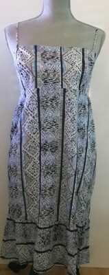 New SAIL TO SABLE Geo Stripe Sun Dress BLUE + WHITE size M ($198) STS