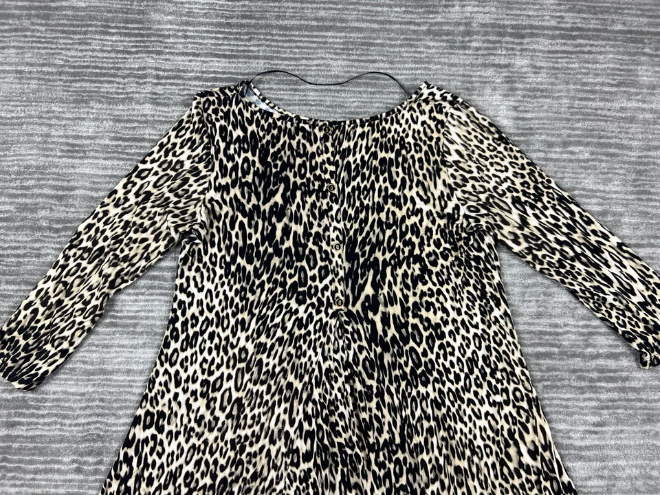 Top de mujer con cable y calibre XL marrón leopardo manga 3/4 mezcla de viscosa informal Foto 2 de 4