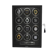 LED Automatic 12 Watch Winder LCD Touch Screen Display Case Storage Organizer US
