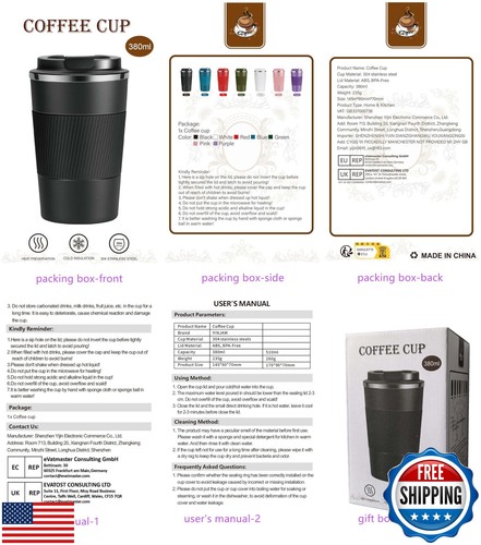 Travel Mug Reusable Insulated Coffee Cups Vacuum Insulation Stainless Steel T - Picture 2 of 5