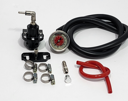 ADJUSTABLE FUEL PRESSURE REGULATOR 1 TO 1 RATIO & GAUGE KIT FOR HONDA ACURA BLK - Picture 2 of 4