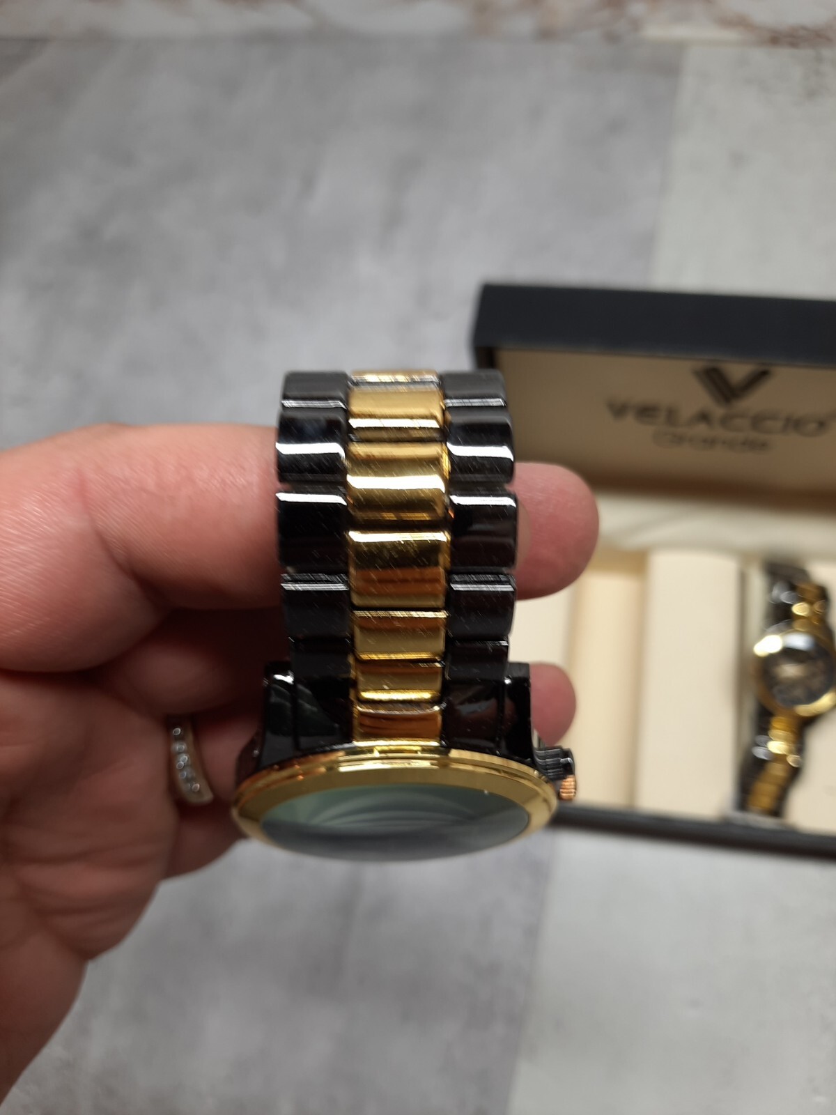 Vellaccio Grande His & Her Watch Set Stainless Steel Black Gold eBay