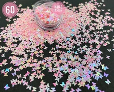 Nail Art Glitter BUTTERFLY 12 Colours Holographic Manicure Decoration UK