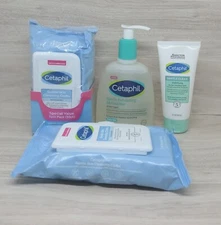 Cetaphil Gentle Cleansing Cloths +Acne Moisturizer +Exfoliating Cleanser Bundle