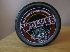 CHICAGO WOLVES IHL Hockey Club Official Hockey Puck~In Glas Co.~Great Shape!