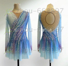 Figure Skating Dress Ice Skating Dress Competition Skating Wear blue dyeing