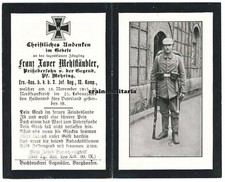 Orig. Sterbebild Soldat IR.2 Bayern + VIMY Höhe Frankreich 1915