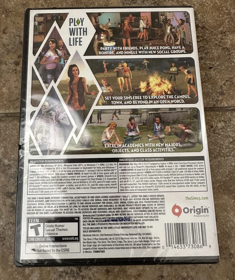 Sims 3 Plus University Life (Windows/Mac, 2013) Full Game with Expansion EA USA - Image 2 of 2